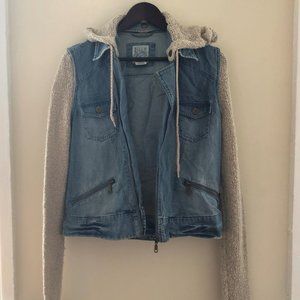 Jean Vest Jacket w/ Hooded Sweater